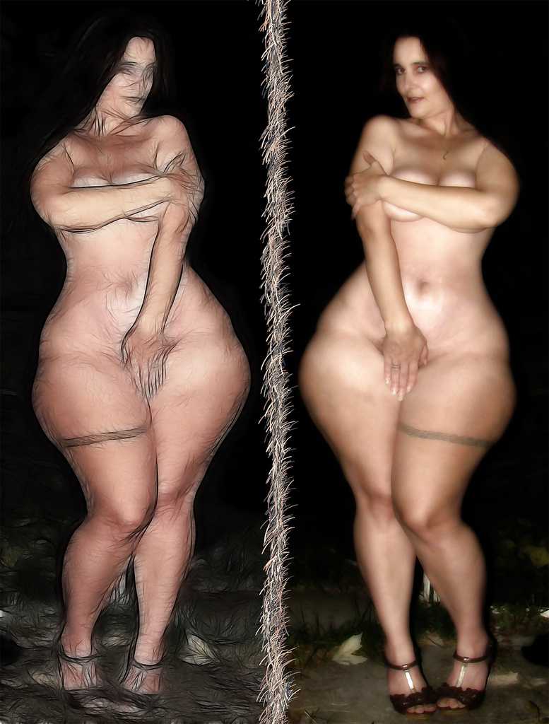 Голые женщины с толстыми бедрами.